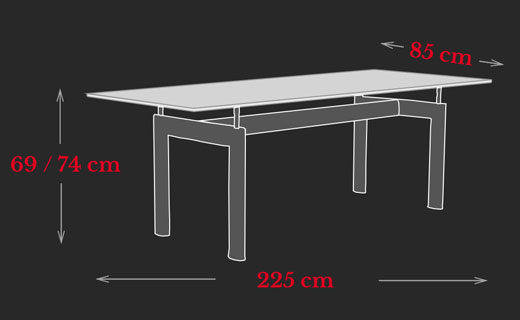 LC6 Tisch Le Corbusier Maße