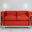 Le Corbusier 2-er Sofa, das Leder in einem tollen rot.