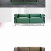 Le Corbusier, 2-er Sofa LC 2, teilweise Dacron-Wttierung, auch in RAL-Farben möglich.